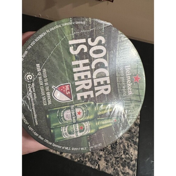 Heineken beer Coasters MLS Soccer Is Here 100 Pack Man Cave Pub Brewery Bar New - Picture 3 of 3